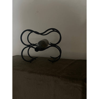 70’s Welded Cast Iron Scrolling 6-Bottle Wine Rack