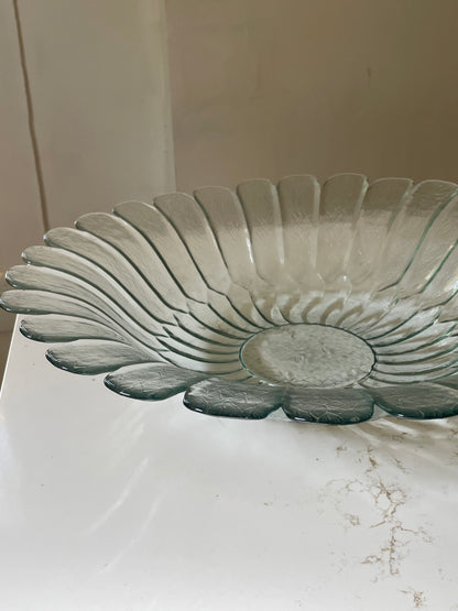 Large Sculpted Glass Flower Bowl