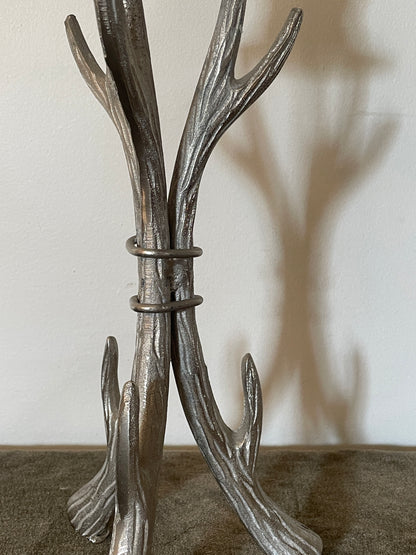 Casted Aluminum Tied Antler Bundle Candle Podium