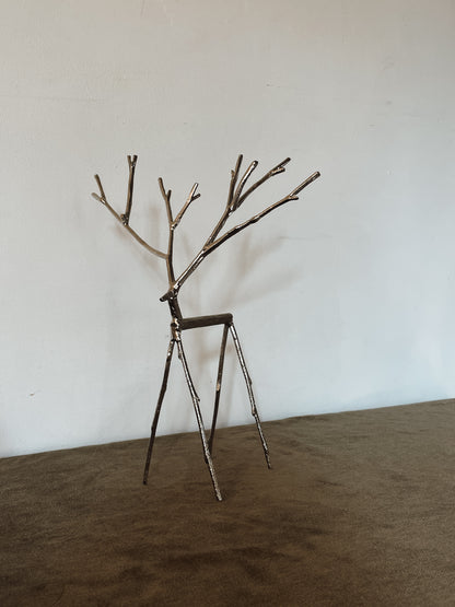 Metal Twig Reindeer Sculpture