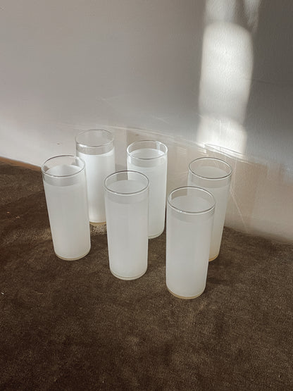 Vintage Frosted Tom Collins Pillar Glasses sold as set of 6
