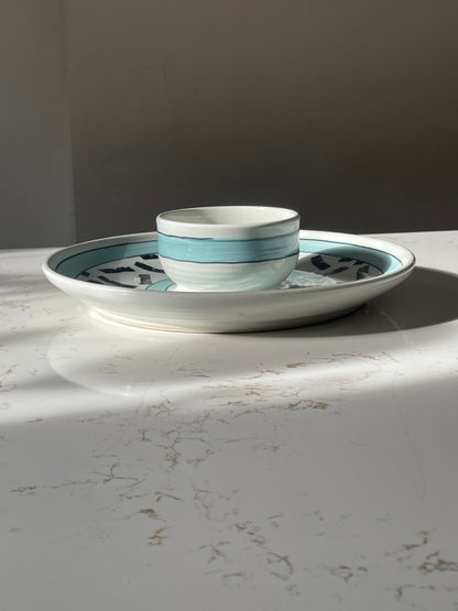 Hage Studio Stoneware Chip and Attached Dip Platter