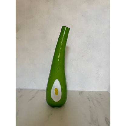 Italian Murano Vivid Green Fried Egg Vase