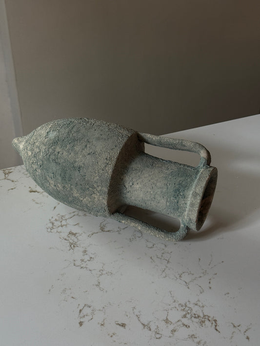 Textured Aqua Greek Amphora Vase