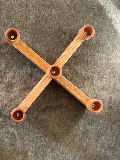 Swedish Criss-Crossed Wood Candelabra