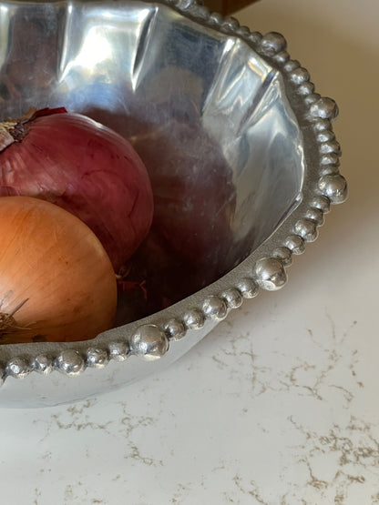 Organic Pearl Beaded Pewter Bowl