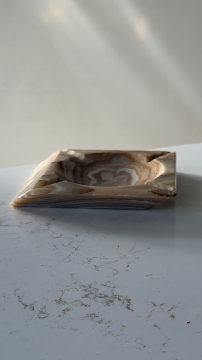 Vintage ~1960 Tapered Edge Onyx Ashtray