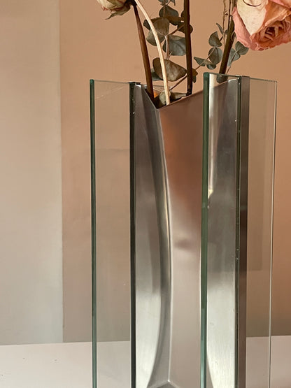 Vintage Steel and Glass Floating Vase