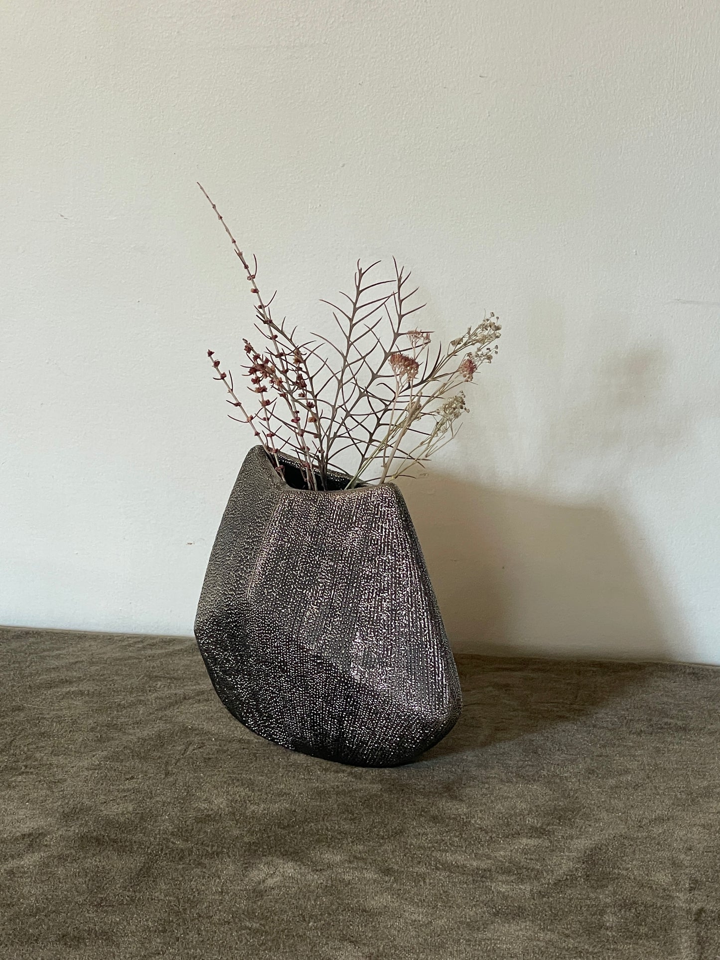 Black Studded Ceramic Geometric Vase