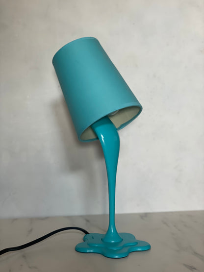 Y2K Lumisource Teal Pouring Paint Bucket Spill Table Lamp