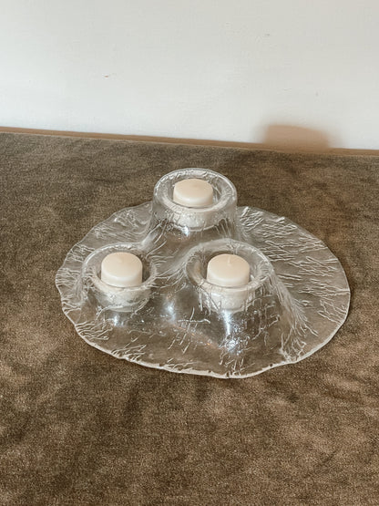 Finnish Meri Lasi Volcano Glass Tea Light Holder