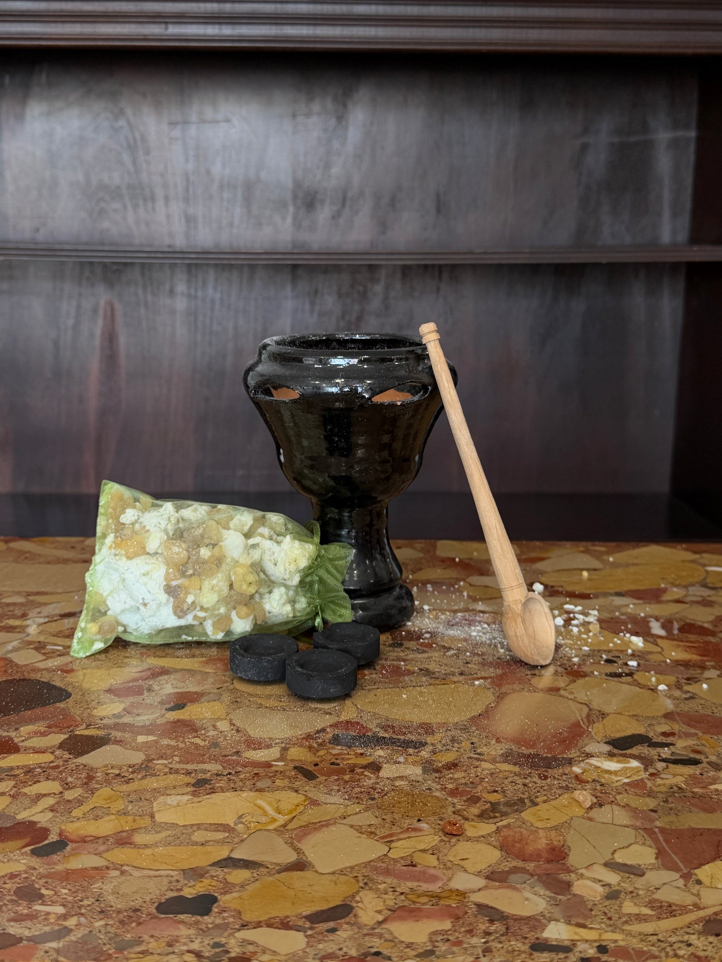 Medium Handcrafted Black Glaze Copal Resin + Incense Chalice