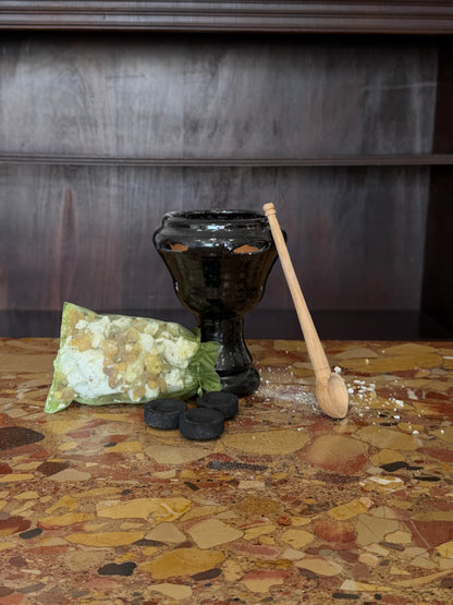 Medium Handcrafted Black Glaze Copal Resin + Incense Chalice