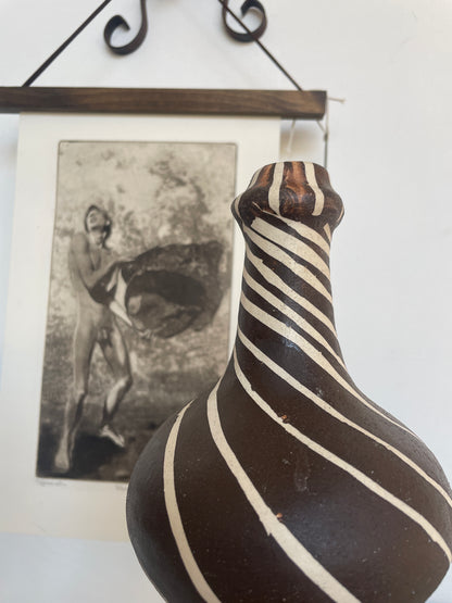 Matte Glazed Vase with Swirl Design