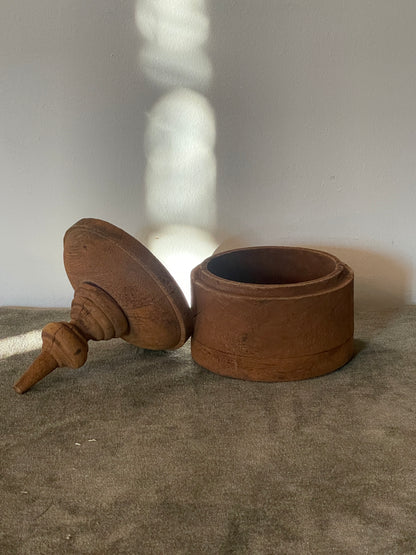 Woodturned “Tobacco” Jar with Finial Top