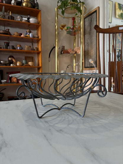 Handcrafted Welded Brass and Steel Twisted Swirl Bowl