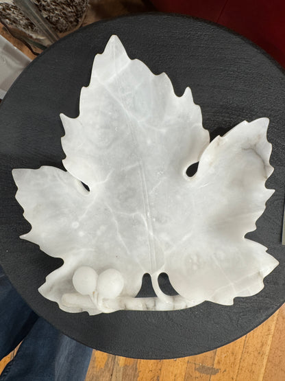 1950’s Marble Slab Carved into Maple Leaf Catch-all Bowl