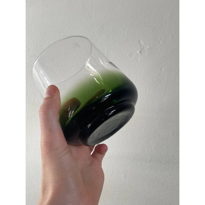 Trio of Green Glass blown Whiskey Glasses