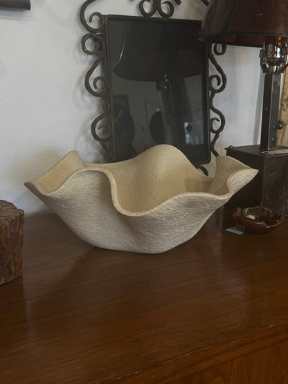 Handcrafted Ceramic Texturized “Hankerchief” Wavy Edge Sculptural Bowl