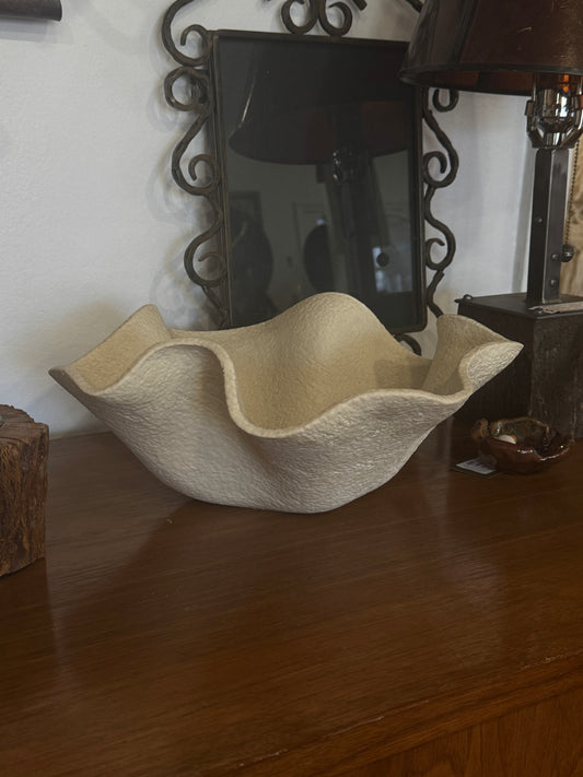 Handcrafted Ceramic Texturized “Hankerchief” Wavy Edge Sculptural Bowl