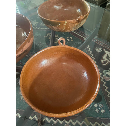 Vintage Handmade Mexican Redware Nesting Bowls
