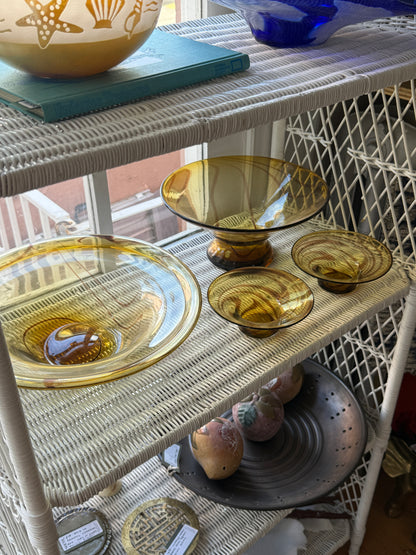 Glassblown Amber Swirl Hosting Bowls - Set 4