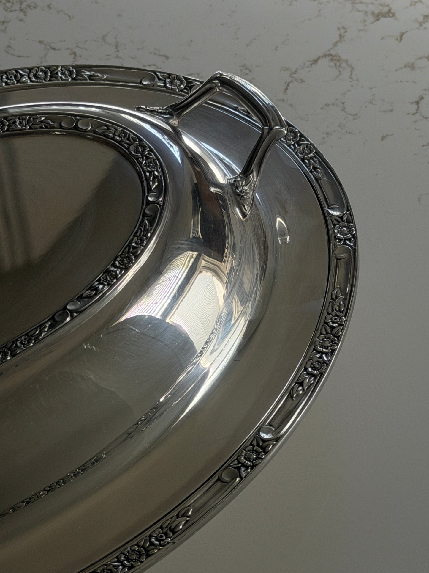 Vintage Silver Plated Oval Lidded Serving Dish with Floral Design by Roger’s & Bro.