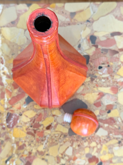 Vintage Halian Leather Wrapped Decanter Bottle - Glass Interior