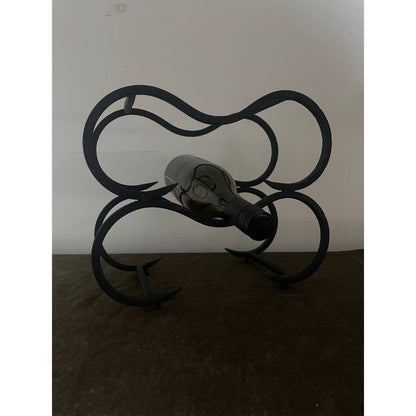 70’s Welded Cast Iron Scrolling 6-Bottle Wine Rack