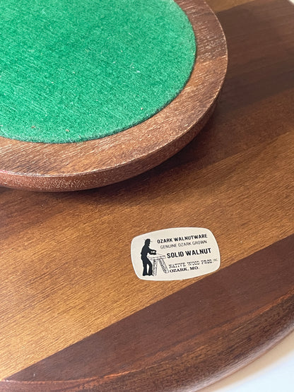 Vintage Ozark Walnutware Walnut Wood Lazy Susan