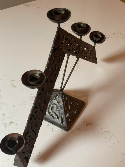Filigree Welded Brutalist Candelabra