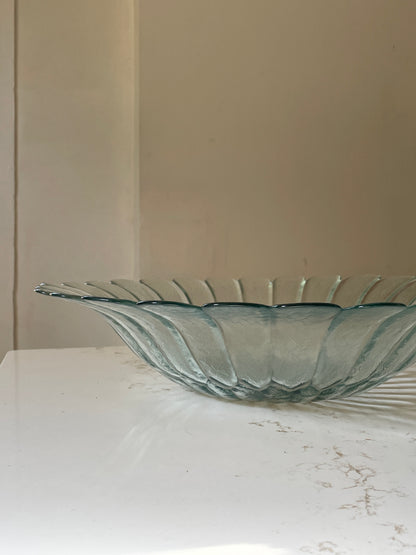 Large Sculpted Glass Flower Bowl