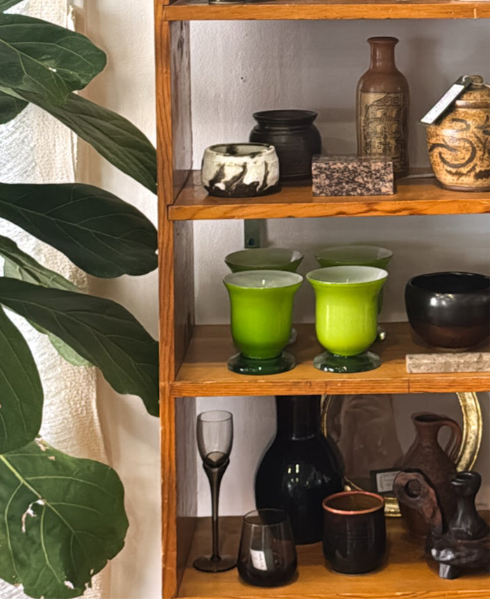 Rare Carlo Moretti, Mid-Century Green Apple Glass Blown Glassware sold as set of 4