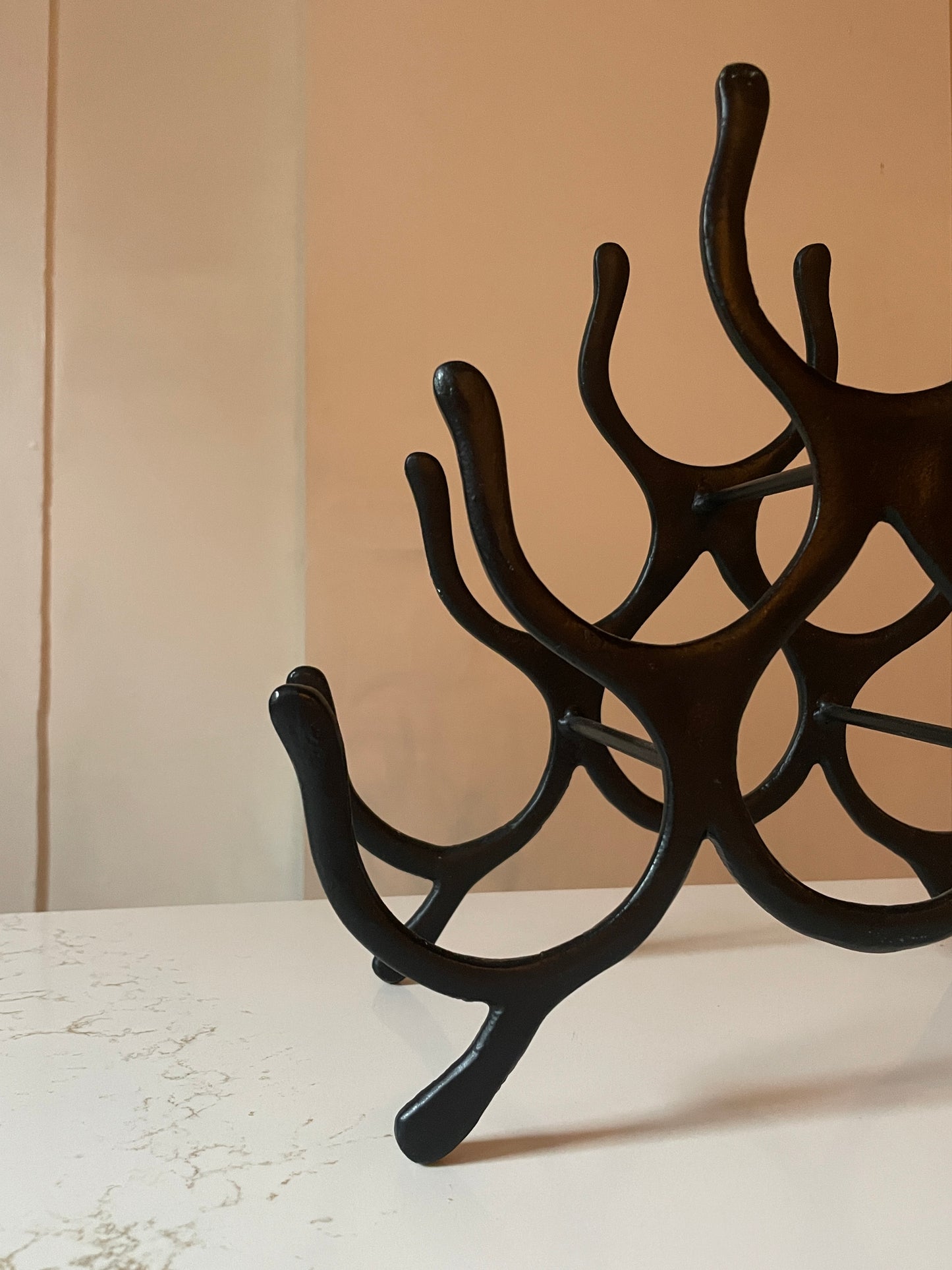 Black Casted Metal 6-Bottle Wine Rack