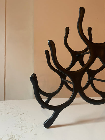 Black Casted Metal 6-Bottle Wine Rack