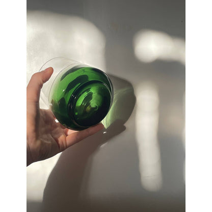 Trio of Green Glass blown Whiskey Glasses