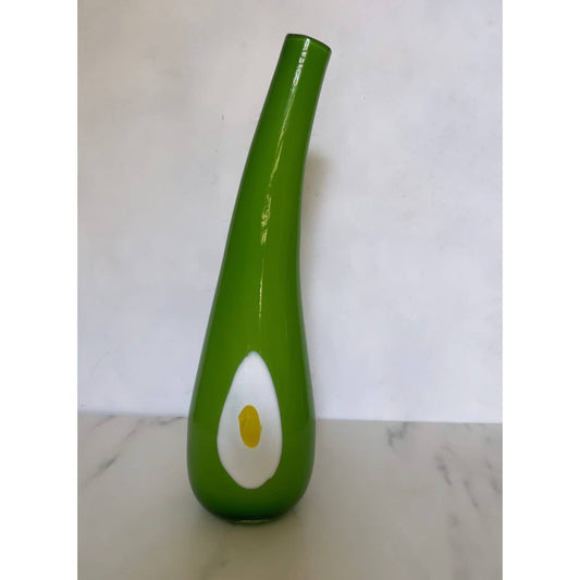 Italian Murano Vivid Green Fried Egg Vase