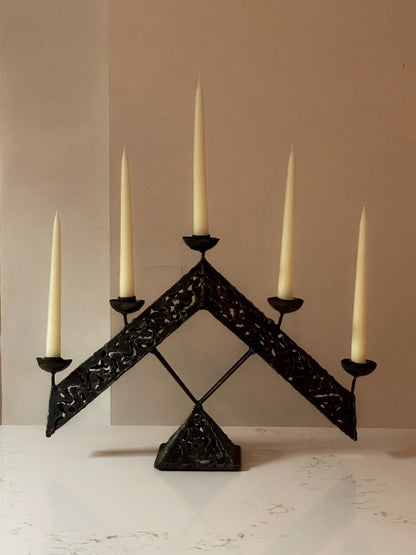 Filigree Welded Brutalist Candelabra