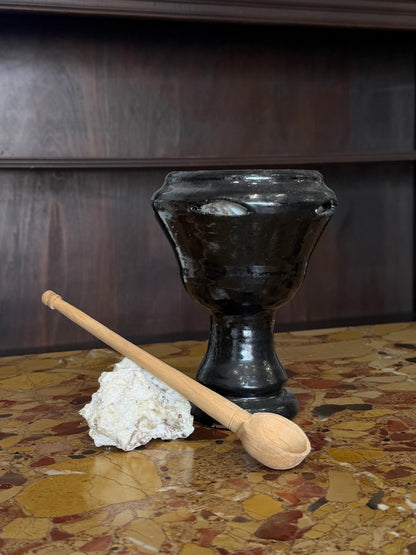 Large Handcrafted Black Glaze Copal Resin + Incense Chalice Set
