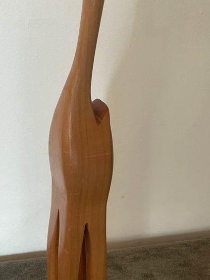 Tall Wood Carved Deer Figurine