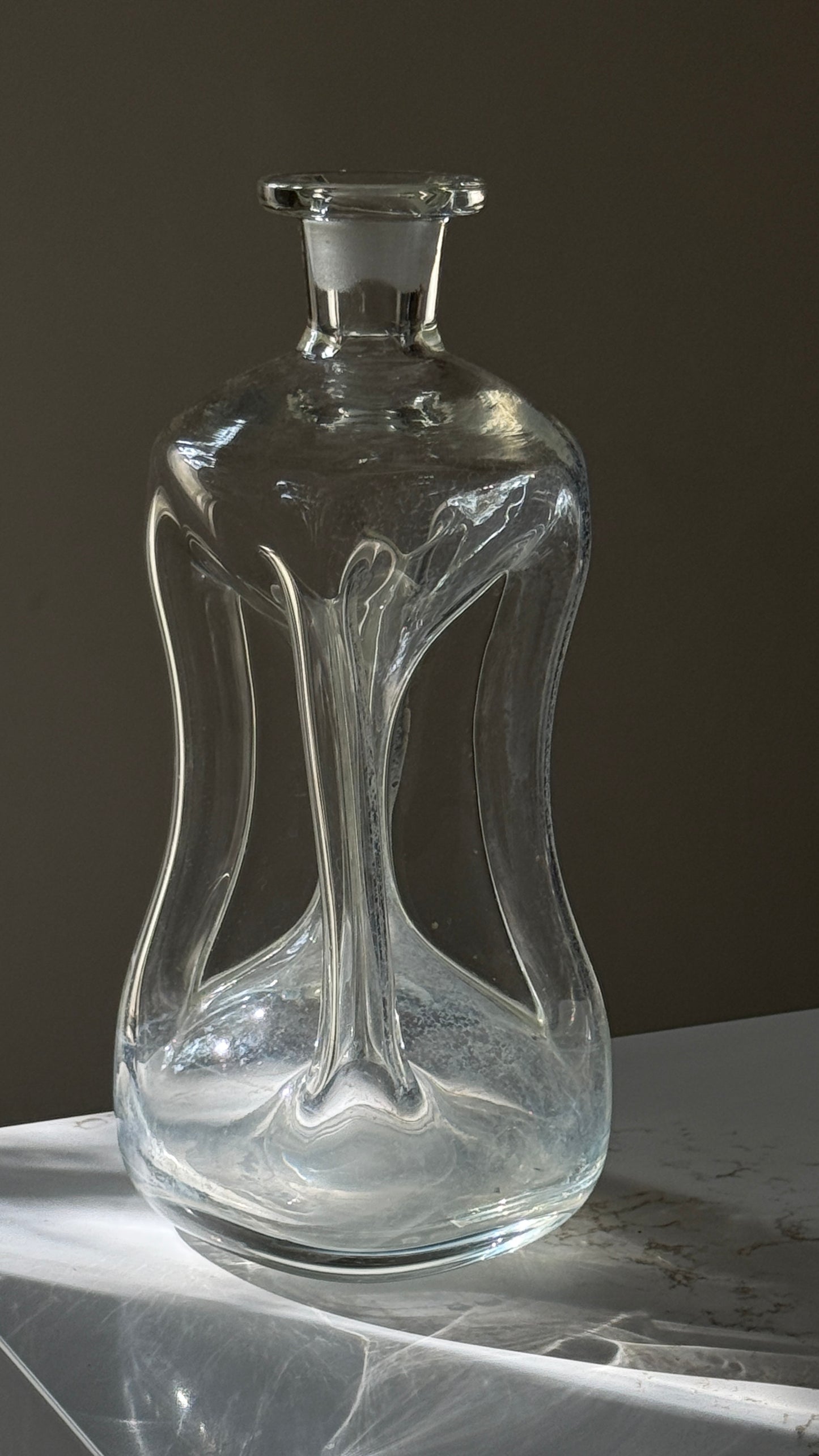 Danish Holmegaard Kluk Flaske Glass Decanter & Glass Cork