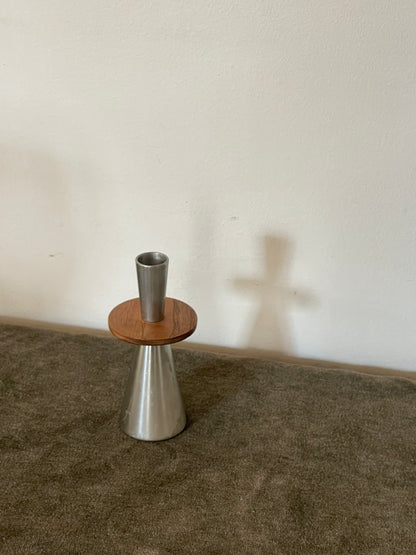 Modernist Metal and Wood Candle holder