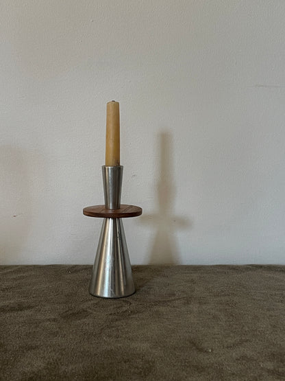 Modernist Metal and Wood Candle holder