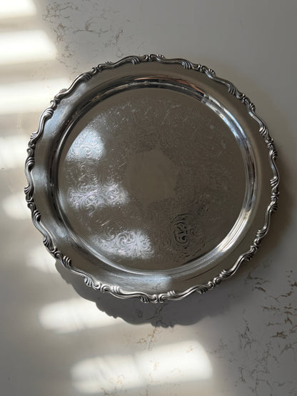 Silversmith Silver Plated Round Serving Tray by W.M.A. Rogers For Oneida Ltd.