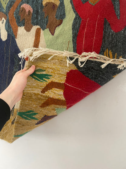 Vintage 1950’s Wool Tapestry of Palm Sunday Scene