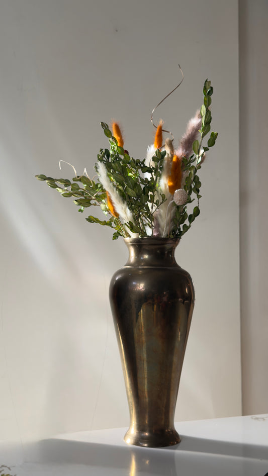 Vintage Solid Brass 12” Vase