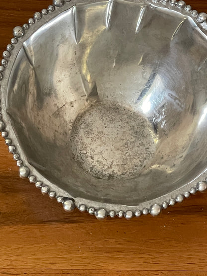 Organic Pearl Beaded Pewter Bowl
