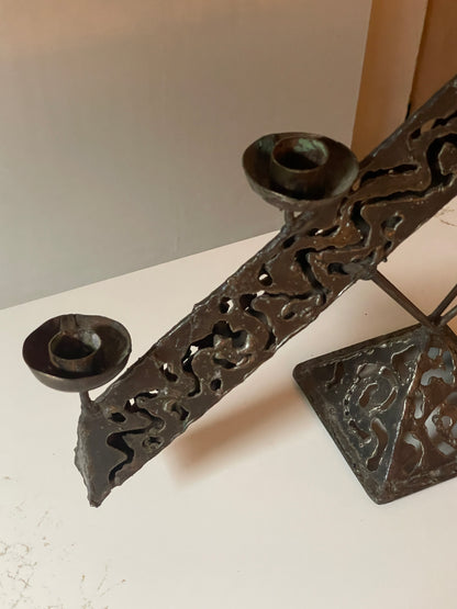 Filigree Welded Brutalist Candelabra