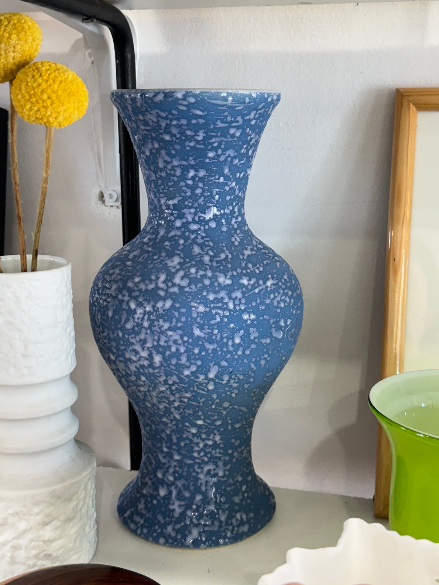 Vintage Molded Ceramic Periwinkle Speckled Vase