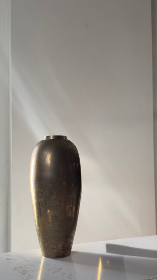 Vintage Solid Brass 12” Vase